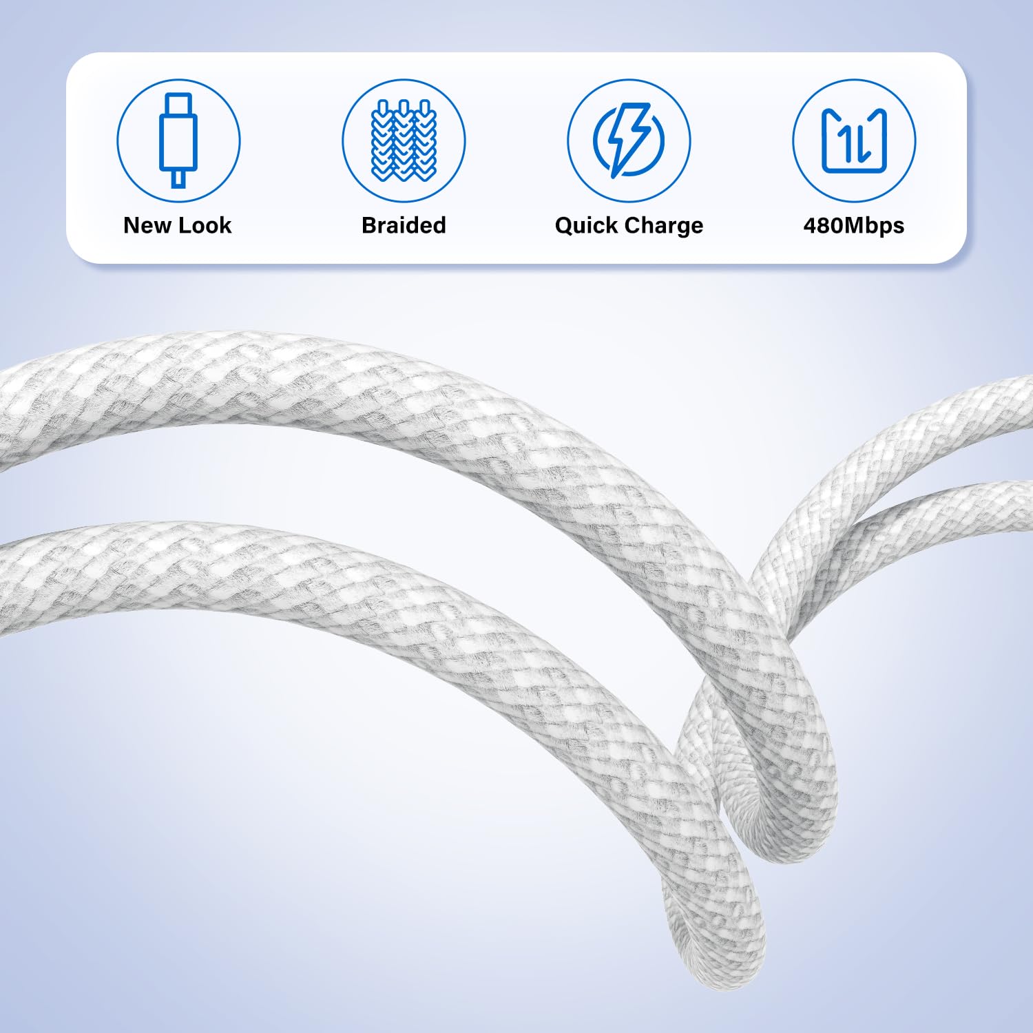 Câble de charge rapide en nylon tressé USB-C vers USB-C (60 W) Câble de charge rapide en nylon tressé USB-C vers USB-C (60 W)